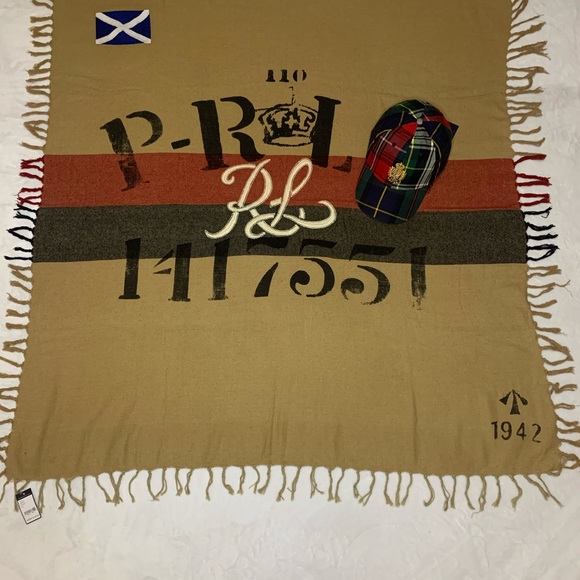 NWT Rare Polo Ralph Lauren Nautical Silk Cotton Banner Blanket 1942 RL Stadium - Picture 6 of 6